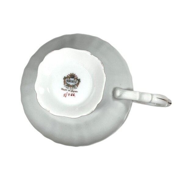 NORCREST VINTAGE TEA CUP SAUCER FINE CHINA LILY #5/986 GOLD TRIM JAPAN HANDPAINT - Picture 6 of 8